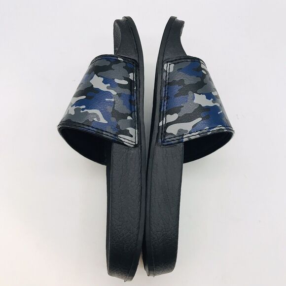 Shaq Camo Wide Strap Slides Children's size 1 Black & Gray Sandals Beach Shoes - Picture 6 of 9